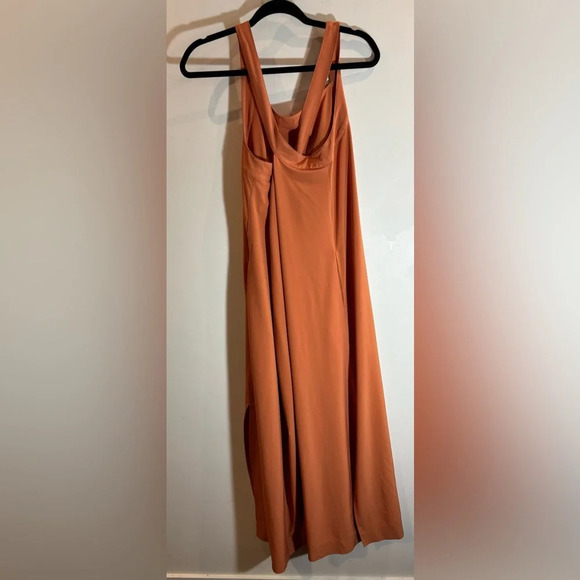 ATHLETA Sz L Arrival Wide  Straps Crossed Back Side Slit Stretchy Maxi Dress - Picture 5 of 13